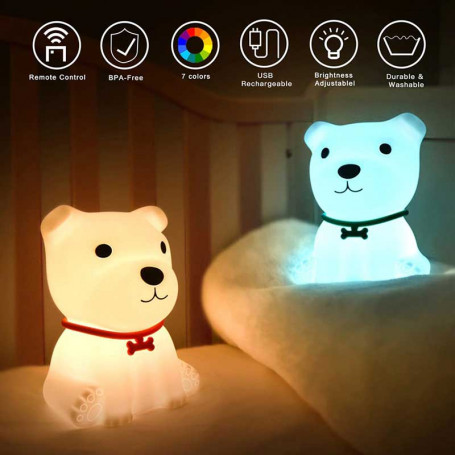 Veilleuse peluche chien pour enfant à lumière LED • Veilleuse
